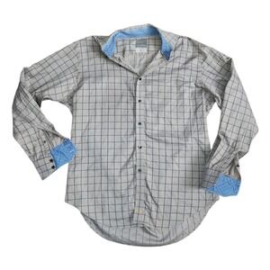 Thomas Dean Shirt Mens Size M Medium Gray Button Down Long Sleeve Collared